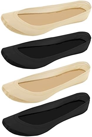 Ganirry Women's Thin No Show Socks Ultra Low Cut Non Slip Flat Boat Line Highly breathable socks 4 Pack (Black, Beige)