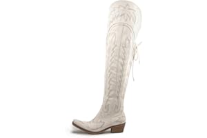 Atuelang Cowboy Boots for Women Thigh High Cowgirl Boots Wide Calf Western Embroidered Over The Knee Boots