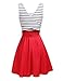 Omeya Womens Sexy Open Back Cocktail Slim Black White Striped Mini Dress Red S