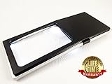 Ultra Bright & Lightweight Handheld Magnifier with 4x Bifocal Inset Lens + 4 Built-in LED Lights-lightweight, Compact, Portable - Ideal for Reading Small Prints (Map, Newspaper, Magzine and More), Crafting, Repair of Tiny Parts
