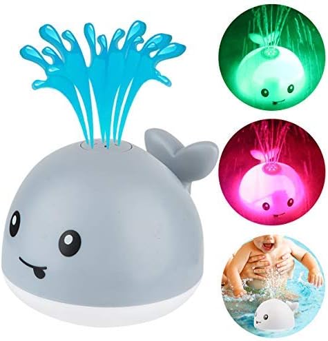 Baby Bath Toys, Baby Light Up Bath Tub Toys, LED Light Up Sprinkler Toy Whale Water Sprinkler Pool Toys…, Small