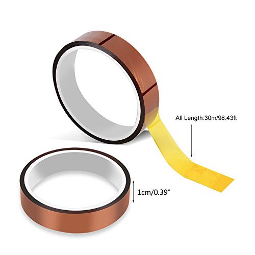 Soply 2 Rolls 10mm x 100ft High Temperature Heat Resistant Tape Sublimation Dye Mug Electronic Polyimide Tape - Thumbnail 3