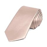 TieMart Blush Pink Slim Solid Color Necktie, 2.5" Width