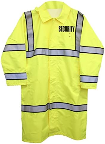 Long Lime Green High-Visibility Raincoats, Security ID