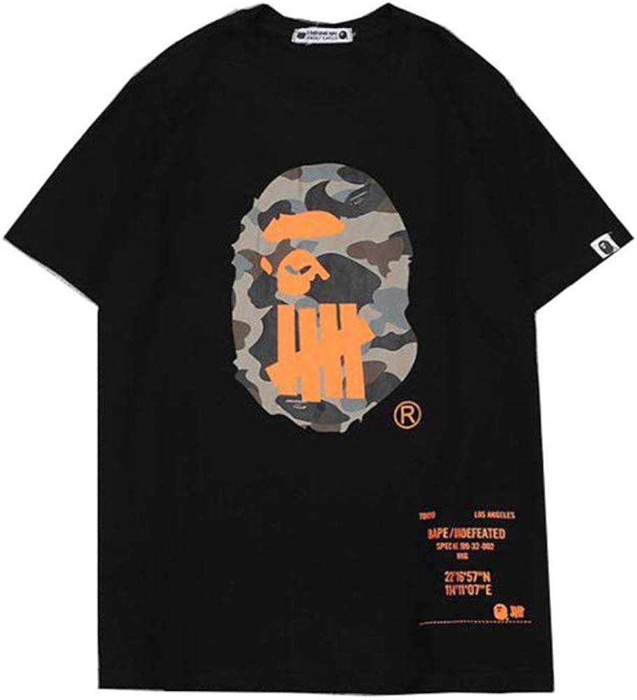SongTao Fashion Bape Camo Printed Cotton Loose Crew Neck T-Shirt for Men/Women