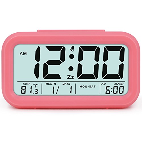 TXL 5.3" Digital Alarm Clock Student Clock Display 1 Alarm/Calendar, Snooze/5s Backlight, Battery Operated Bedside Desk/Shelf Clock for Kids/Teens/Home/Office/Travel-Pink - Thumbnail 2