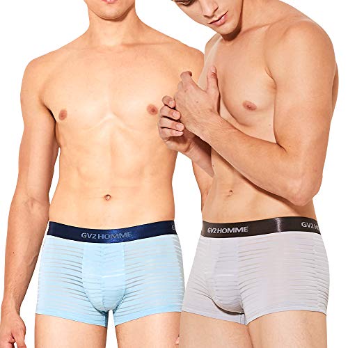 image for Feelvery Men's Mesh Flex-Fit See-Through Line Stretch Short Leg Boxer 