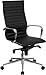 Flash Furniture High Back Black Ribbed Leather Executive Swivel Chair with Knee-Tilt Control and Arms