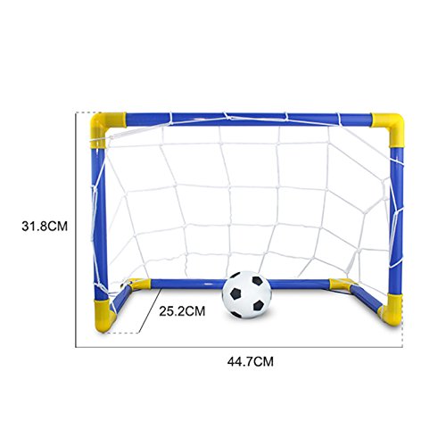 Mini Folding Football Soccer Ball Goal Post Net Set,Plastic Indoor Outdoor Soccer Multi-Sport Net with Hand Pump for Kids Sport Home Game Toy Birthday Gift