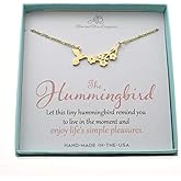 MOM & THREE DAUGHTERS Gold Hummingbird Jewelry | Stainless Steel | Motivational Gifts | Gifts for Women | 18" Chain
