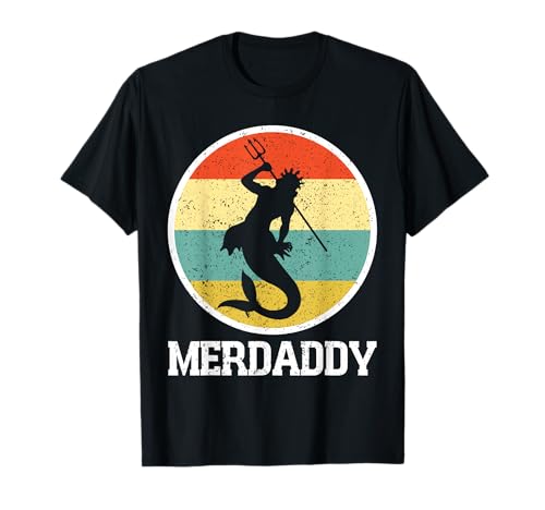 Photo 1 of Merdaddy Merdad Mermaid Security Retro Merman Father's Day T-Shirt