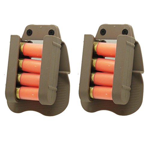Ultimate Arms Gear Tan 2 Pack of 4-Round Shotgun Ammo Shot Shell Cartridge Hunting Carrier Competition Tension Holder Holster Belt Paddle Fits 12 GA Gauge, Mossberg 500/590/835/Maverick 88 - Thumbnail 7