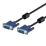 Computer Laptop to Monitor TV Cord - VGA Cable 15 pin Male to Male Plug 6FT (feet) Wire for Laptop, LCD TV, DVD, Projector, Set-top Box and More - Black & Blue by Basko