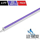 LED FANTASY UV LED Blacklight bar 20w 4ft T5 Integrated Bulb Black Light Fixture for Blacklight Poster and Party Fun Atmosphere with Built-in ON/Off Switch
