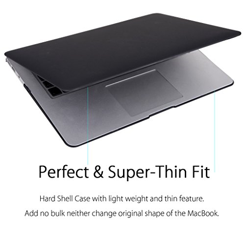 UESWILL Smooth Soft-Touch Matte Frosted Hard Shell Case Cover for MacBook Air 13" (Model: A1466/A1369) + Microfibre Cleaning Cloth, Black