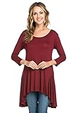 Frumos Womens 3/4 Sleeve Comfy Loose Fit Long Tunic Top