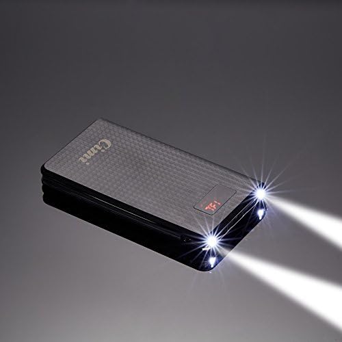 CIMI X1 10000mAh Portable Battery Charger External Battery Power Pack 3-Port Power Bank with LED Display And Two Flash Lights for Android iPhone Samsung HTC -Black