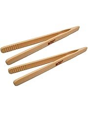 Weber's Wonders Set Of 2 Reusable Bamboo Toast Tongs - Wooden Toaster Tongs For Cooking & Holding - 8 Inch Long - Ideal Kitchen Utensil For Cheese Bacon Muffin Fruits Bread - Ultra Grip - Eco-friendly