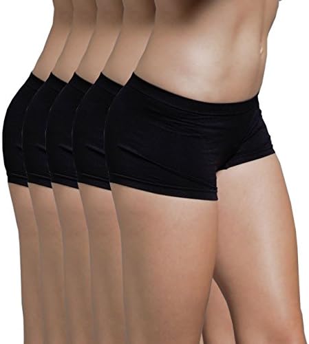 Ekimo 5-Pack Women's Seamless Spandex Boyshort Underskirt Pant Short Leggings (5 Black)