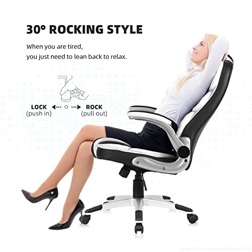 SEATZONE Ergonomic Executive Office Chair Leather Home Office Desk