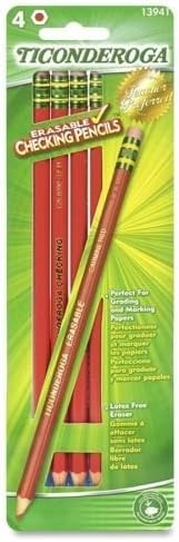 Wholesale CASE of 25 - Dixon Ticonderoga Erasable Colored Pencils-Erasable Colored Pencils, 4/CD, Red