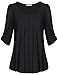 Messic Womens Round Neck Pleated Front Half Sleeve Tunic Top Black,XXL