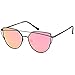 QINKY Womens Cat Eye Aviator Metal Frame Cross Bar Sunglasses with Mirror Flash Flat Lens - Choose Your Variation