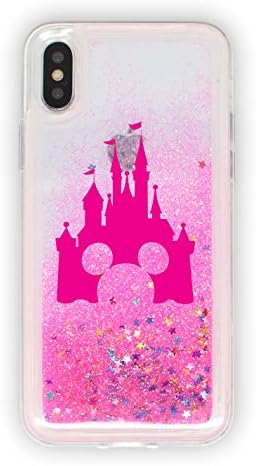 SmartGiftShop Cartoon Movie OUTLINE Liquid GLITTER Phone Cover Case for iPhone Range Disney iPhone X/Pink Castle
