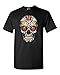 shop4ever Day of The Dead Skull with Red Roses T-Shirt X-Large Black 0