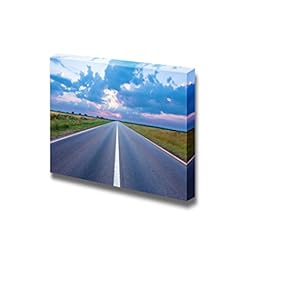Beautiful Landscape Scenery Asphalt Road Highway Towards The Rising Sun - Canvas Art Wall Art - 12" x 18"