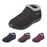Gracosy Warm Snow Boots, Winter Warm Ankle Boots,Fur Lining Boots,Waterproof Thickening Winter Shoes For Women Black 8 US