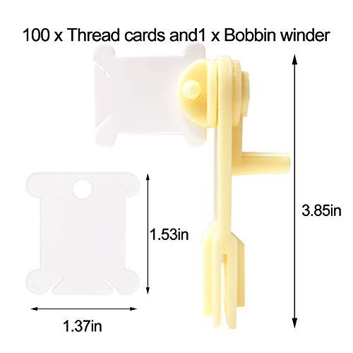 UOOU 100 Pieces Plastic Bobbins, Card Thread Holder Embroidery Thread Cards Cross Stitch Bobbins with Floss Winder for Embroidery Floss Cotton Thread Organizer