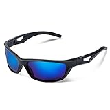 Duduma Polarized Sport Mens Sunglasses for Baseball Fishing Golf Running Cycling with Fashion Women Sunglasses and Men Sunglasses Tr80821 Flexible Superlight Frame (Black matte frame, Blue lens)