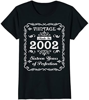 Womens Vintage 2002 Sweet Sixteen Years of Perfection 16th Birthday Medium Black