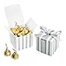 AWELL Small Candy Box Bulk 2x2x2 inch with Ribbon, Silver White Strips Box Party Favors Pack of 50