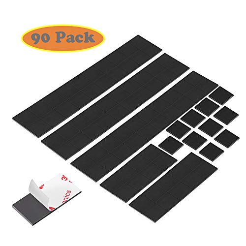 Self Adhesive Magnetic Squares,Bingolar Strong Anisotropic (Hold 100g) Magnet Squares with 3M Adhesive,Magnetic Tape Squares(each 25x25x2mm),Flexible Magnet Squares for Classroom Organization,DIY