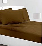RV Mattress Short Queen Sheet Set 400 Thread Count Egyptian Cotton -Made for RV, Camper & Motorhomes 4 Pcs Sheet Set 15" deep Pocket Short Queen Taupe Stripe