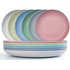 9 Inch Wheat Straw Dinner Plates, Dishwasher & Microwave Safe, Reusable, Unbreakable, Lightweight, Eco-Friendly & BPA Free for Kids, Toddlers & Adults (Set of 6, Deepened)