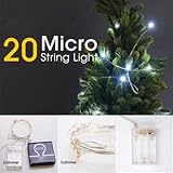 LIDORE Micro 20 Cold White LED string lights Timer version. Battery operated 7 Feet Long Ultra thin sliver copper wire. Best ambiance lighting for outdoor and indoor party decoration