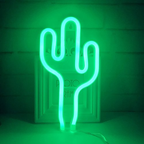 AIZESI Neon Light, Cactus Neon Lamps,Cactus Signs Marquee Battery Or USB Operated Table Led Ligths Wall Decoration for Girls Bedroom,Living Room, Christmas,Party as Kids Gift(Green Cactus)