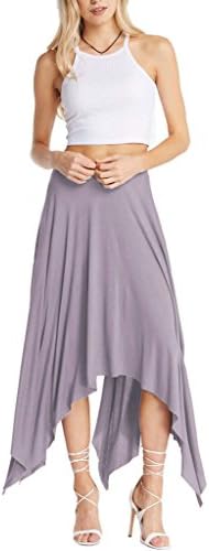 Poshsquare Women's Handkerchief Uneven Hem Jersey Knit Comfy Midi Skirt USA Dark Lavender S