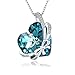 Necklace Butterfly Heart Crystal Pendant Necklace for Women, Ocean Blue Heart Bow Tie Necklace, Women Fashion Bowknot Crystal Pendant Necklace, Heart Butterfly Necklace