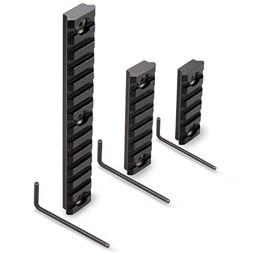 Modkin Picatinny Rail Sections for Keymod System, Lightweight Keymod Rail Mount Pack of 3 (13-Slot 7-Slot 5-Slot), Aluminum in Black - Thumbnail 2