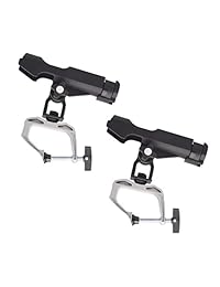 nuzamas Juego de 2 Soporte para cañas de pescar ajustable 360 grados giratoria Side Rails G Clamp sobre rail 0   5 cm Kayak Barco montaje con tornillos
