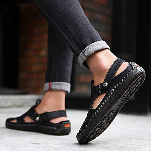Men's Comfort Cushioned Leather Slipper Closed Toe Strappy Fisherman Sandals Shoes - Thumbnail 2