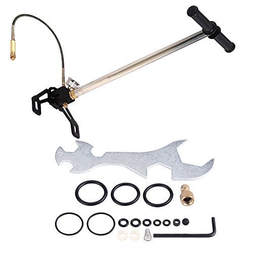 Yosoo High Pressure Hand Pump, Stainless Steel 3 Stage Air Gun Rifle Filling Stirrup Pump Hand Pump 4500PSI Gas Filter Silver