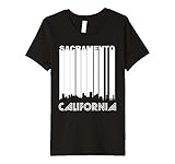 unisex-child Retro 1970's Sacramento California Downtown Skyline T-Shirt 8 Black