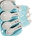 Mason Jar Ceramic Measuring Spoons - Rustic Farmhouse Kitchen Measuring Spoon Set Includes Tablespoon, Teaspoon, More - Beautiful Ceramic Nest Together (Blue)