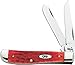 Case WR XX Pocket Knife Dark Red Jigged Bone Mini-Trapper Carbon Steel (CS) Item #6983 - (6207 CS) - Length Closed: 3 1/2 Inches