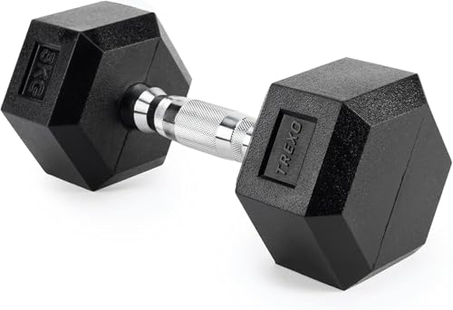 Mancuerna Hexagonales de 5kg Duradera de Hierro Fundido con Revestimiento de Goma para Gym en Casa con Mango Ergonómico Mancuerna Hex Estable y Versátil HXD50, 1 unidad